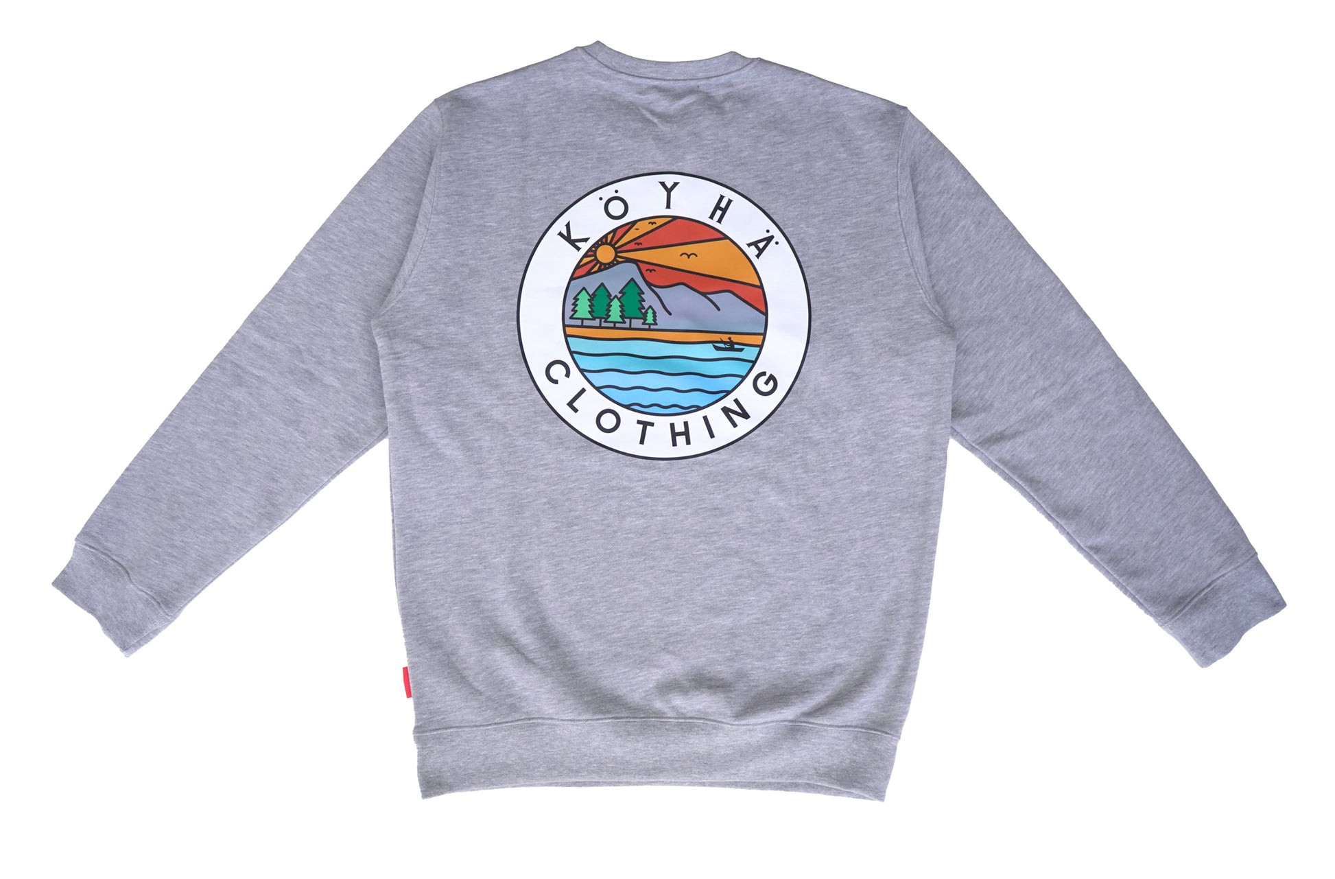 Köyhä Clothing College. Kangastus. Harmaa. Köyhä Clothing College. Iso selkäprintti.